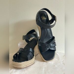 Time and Tru Black Wedge Sandal
